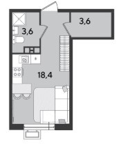 Схема планировки студии 25,6 м² в ЖК Парк Победы